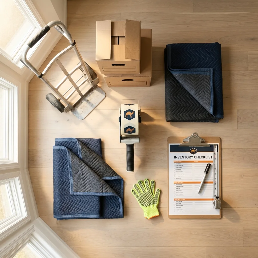 Professional moving supplies and packing materials layout for West Chicago residential relocations